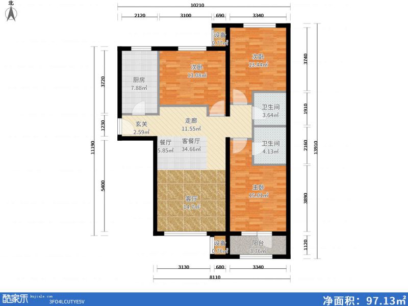 包頭裝修方案包頭加州郡府125㎡